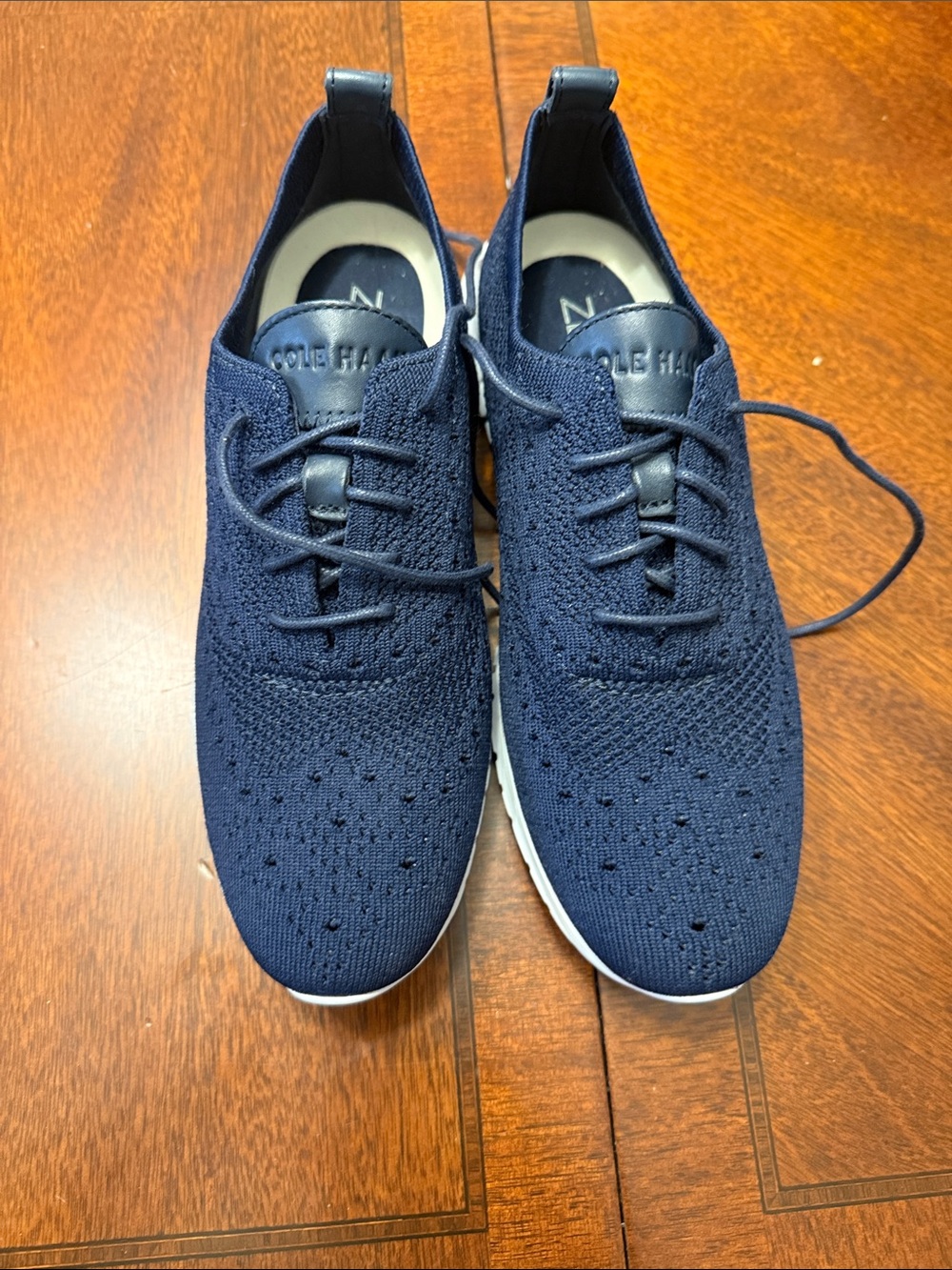 Cole Haan Men's Navy Knit Lace-Up Sneakers with White Sole